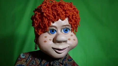 The puppet guy is a TV presenter with red hair. P1040027  스톡 동영상 73541159