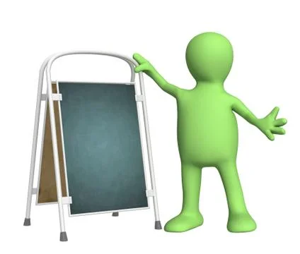 Puppet with information boards Stock Illustration