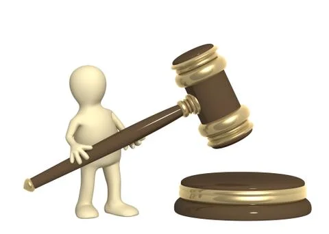 Puppet with judicial gavel Illustrazione stock