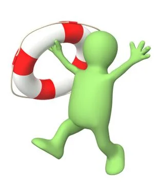 Puppet with a lifebuoy Stock Illustration