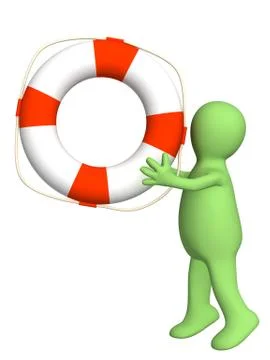 Puppet with a lifebuoy Stock Illustration