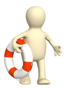 Puppet with a lifebuoy Stock Illustration