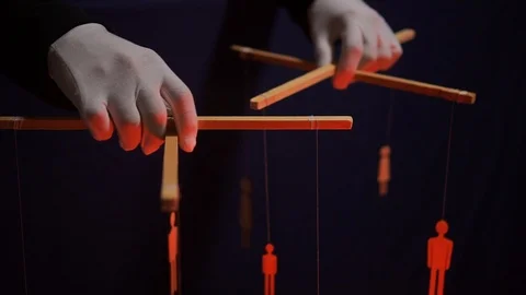 Puppet master and marionettes Stock Footage 112926046