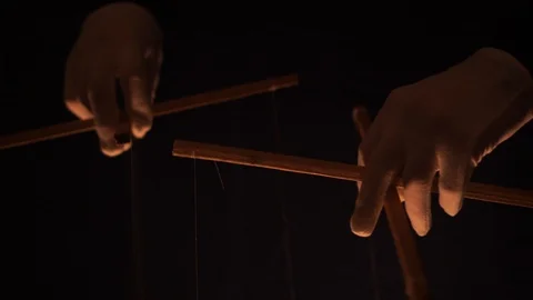 Puppet master and marionettes Stock Footage 126808021