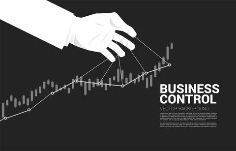 Puppet Master controlling business growing graph. Concept of manipulation and Stock Illustration