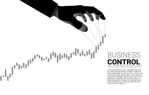 Puppet Master controlling business growing graph. Concept of manipulation and Stock Illustration