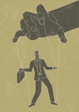 Puppet master controlling a businessman Stock Illustration