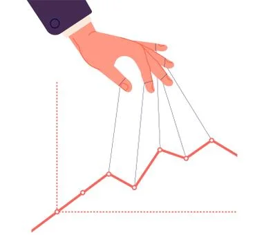 Puppet master controlling chart. Business speculate graph, control finance Stock Illustration