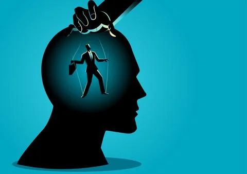 Puppet master controls mind Stock Illustration