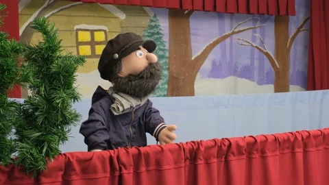 Puppet men with beard and in clothing. Stock Footage