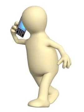 Puppet with mobile Stock Illustration