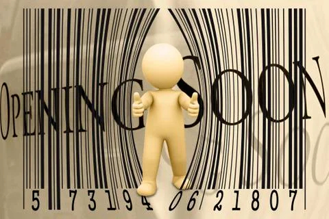 Puppet opens a bar code, concept Stock-Illustration