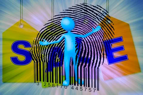 Puppet opens a bar code, concept Stock-Illustration