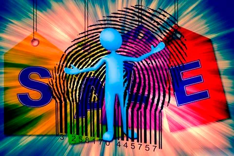 Puppet opens a bar code, concept Illustrazione stock