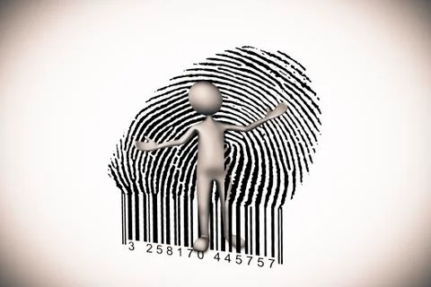 Puppet opens a bar code, concept Stock-Illustration