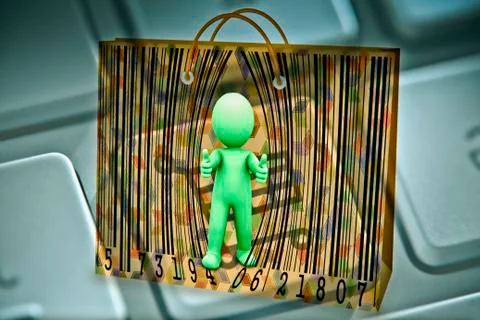 Puppet opens a bar code, concept Stock-Illustration