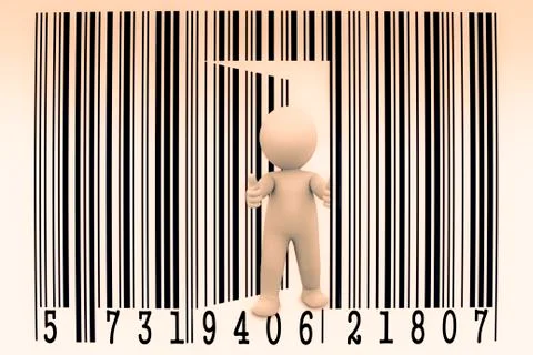 Puppet opens a bar code, concept Stock-Illustration