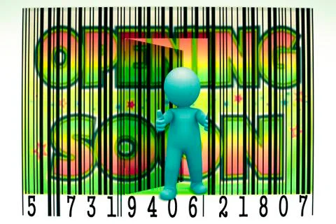 Puppet opens a bar code, concept Illustrazione stock