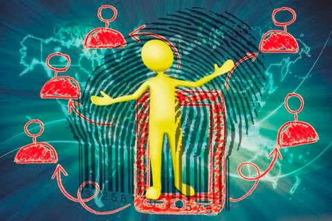 Puppet opens a bar code, concept イラスト素材