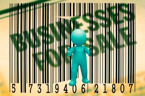 Puppet opens a bar code, concept イラスト素材