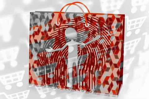 Puppet opens a bar code, Concept Puppet opens a bar code, Concept Copyrigh... 写真素材