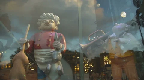 Puppet performance in a shop window Stock Footage 55123354