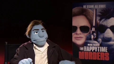 Puppet Phil Phillips is interviewed for his movie 'The Happytime Murders' Video stock 101204132