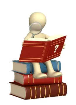 Puppet, reading the dictionary Stock Illustration
