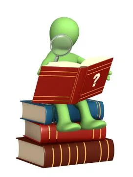 Puppet, reading the dictionary Stock Illustration
