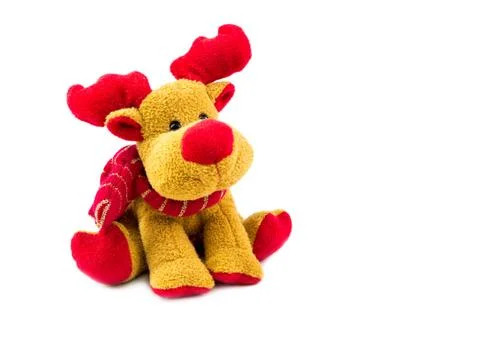 Puppet reindeer on white Stock Photos
