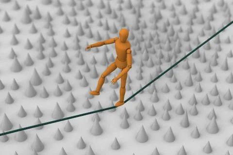 Puppet robot balancing Stock Illustration