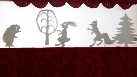 Puppet Shadow Theater. Close-up Stock Footage 129813253