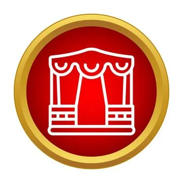 Puppet show booth in red circle icon Stock Illustration