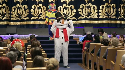 Puppet snowman on New Year's celebration Stock Footage 45288677