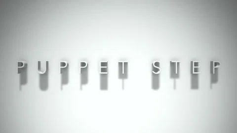 Puppet step 3D title animation with shadows on a white background Stock Footage 297389491