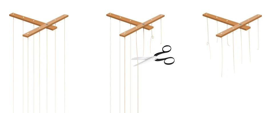 Puppet Strings Intact Cut Freedom Stock Illustration
