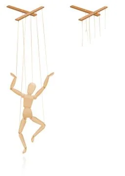 Puppet On Strings Marionette Broken Strings Torn Cords Freedom Stock Illustration