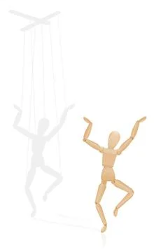 Puppet On Strings Marionette Manipulation Shadow Trapped Stock Illustration