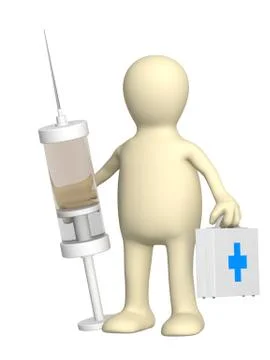 Puppet veterinary with a syringe Illustrazione stock