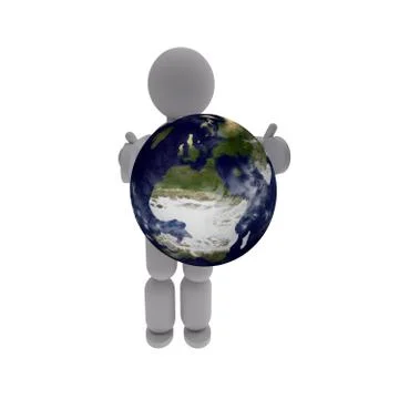 Puppet with world in the hands 스톡 일러스트