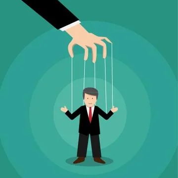 Puppeted president in flat vector cartoon Stock Illustration