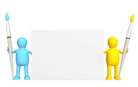 Puppets with brushes Stock Illustration