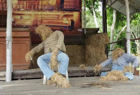 Puppets made of straw Stock Photos