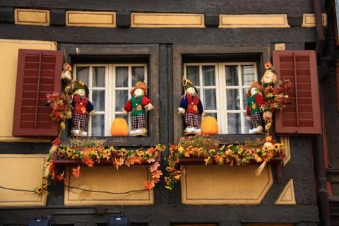 Puppets on window Stock Photos