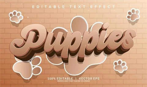 Puppies vector text effect with modern style design Stock Illustration