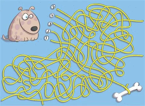 Puppy and Bone Maze Game Stock Illustration