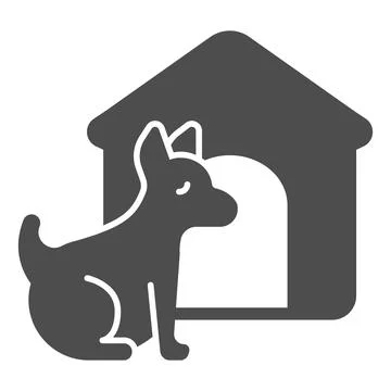 Puppy and doghouse solid icon, animal hospital concept, Pet dog house sign on Illustrazione stock