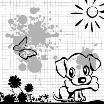 Puppy with bone Stock-Illustration