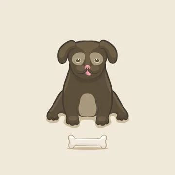 Puppy with bone Stock Illustration