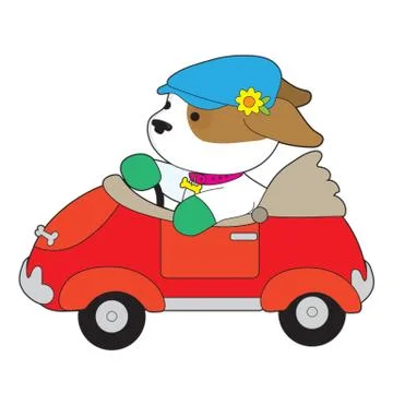 Puppy Car Stock Illustration